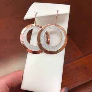 Rose Tone Dangle Earrings